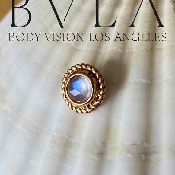 BVLA Raine - Threaded 10.5mm End in Solid 14k Rose Gold Rainbow Moonstone - Picture 10 of 10